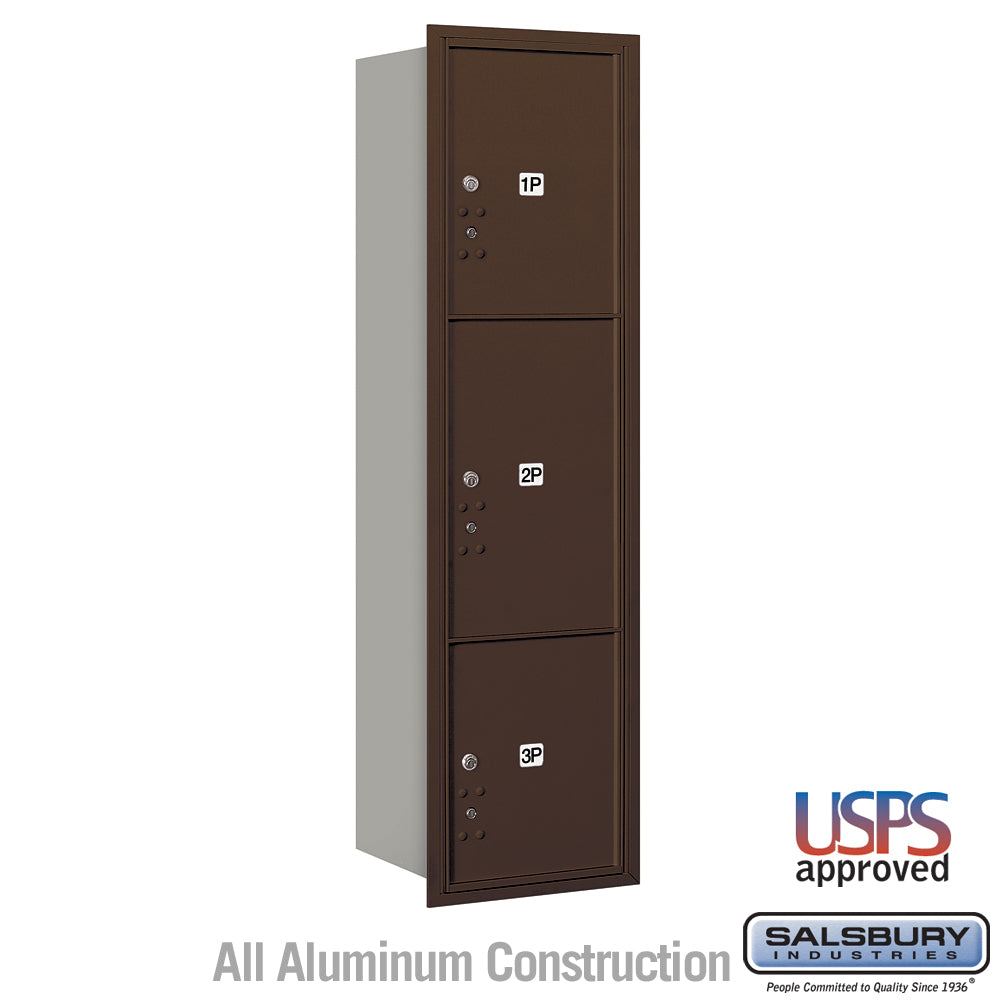 Maximum Height Recessed Mounted 4C Horizontal Parcel Locker with 3 Parcel Lockers - Rear Loading