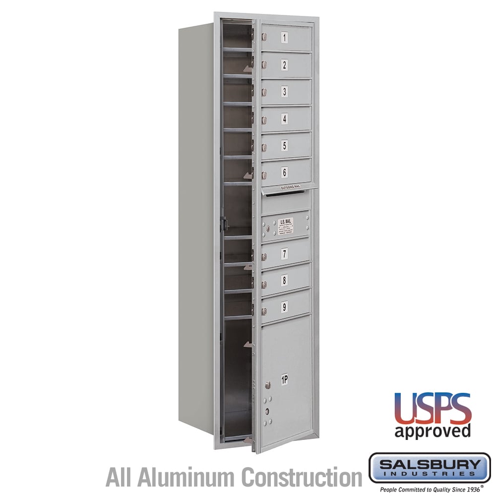 Maximum Height Recessed Mounted 4C Horizontal Mailbox with 9 Doors and Parcel Locker