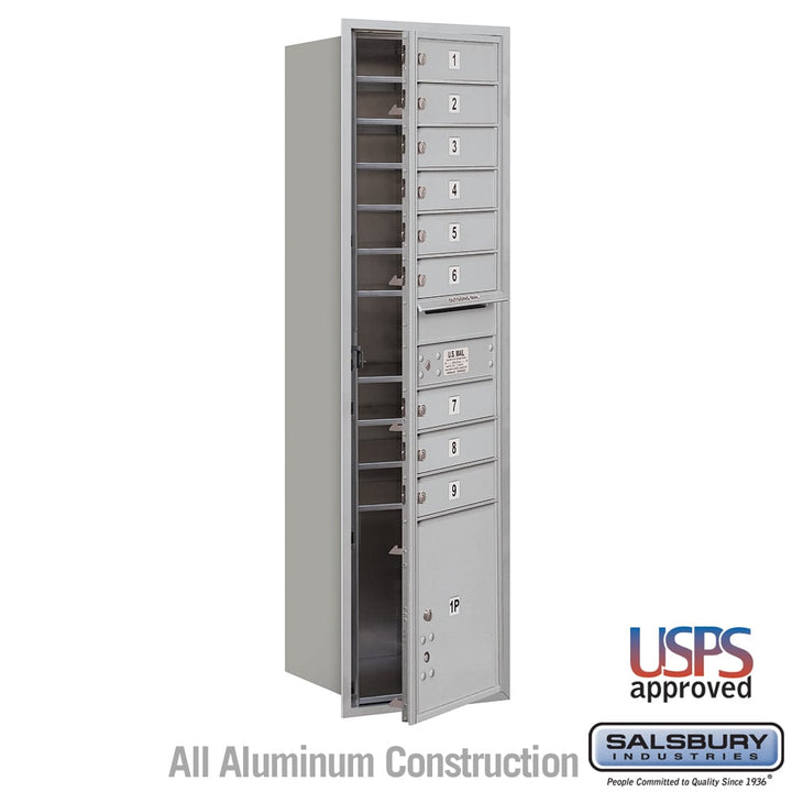 Maximum Height Recessed Mounted 4C Horizontal Mailbox with 9 Doors and Parcel Locker