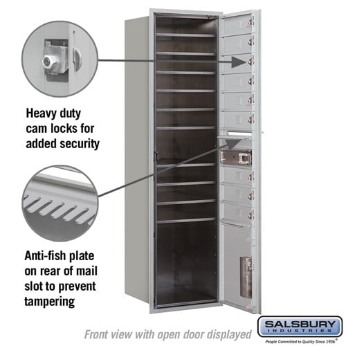 Maximum Height Recessed Mounted 4C Horizontal Mailbox with 9 Doors and Parcel Locker