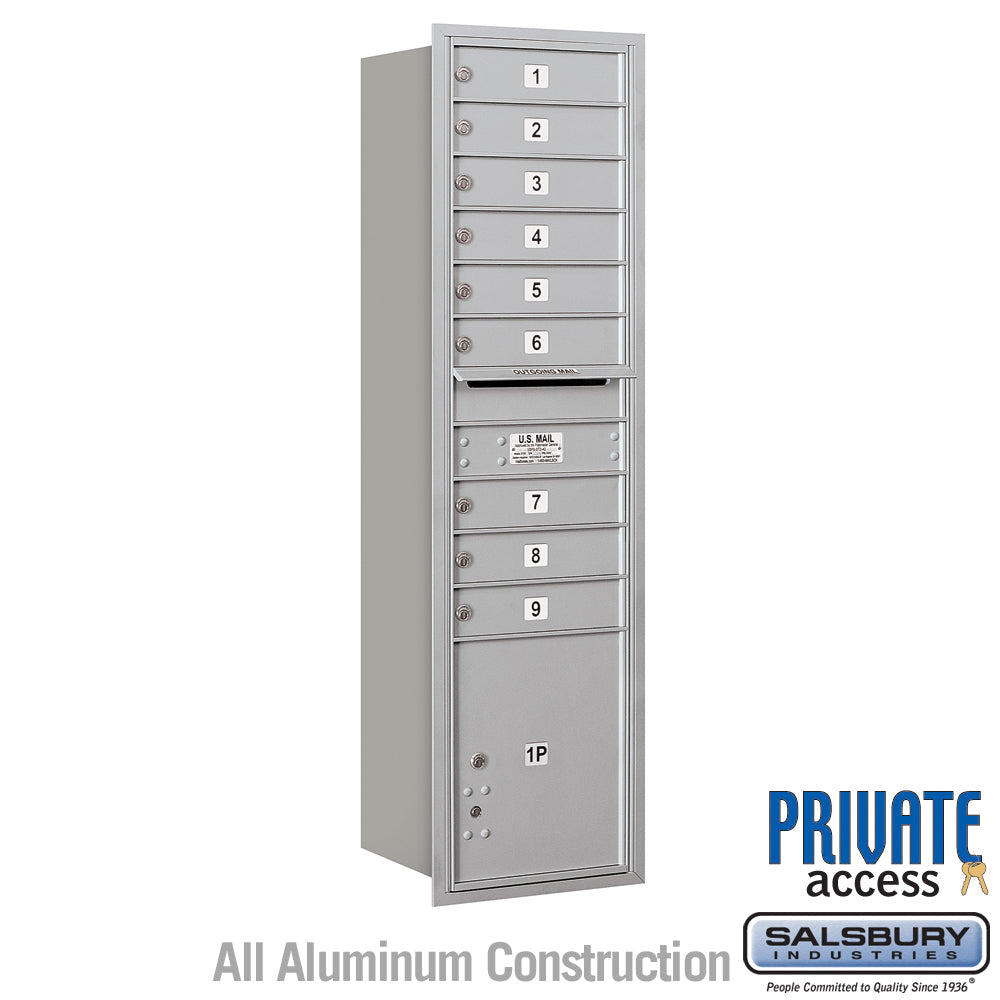 Maximum Height Recessed Mounted Mailbox with 9 Doors and Parcel Locker - Rear Loading