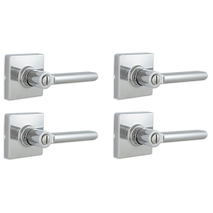 Tonbridge Satin Nickel Bed/Bath Door Lever with Square Rose (4-Pack)