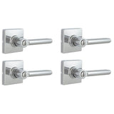 Tonbridge Satin Nickel Bed/Bath Door Lever with Square Rose (4-Pack)