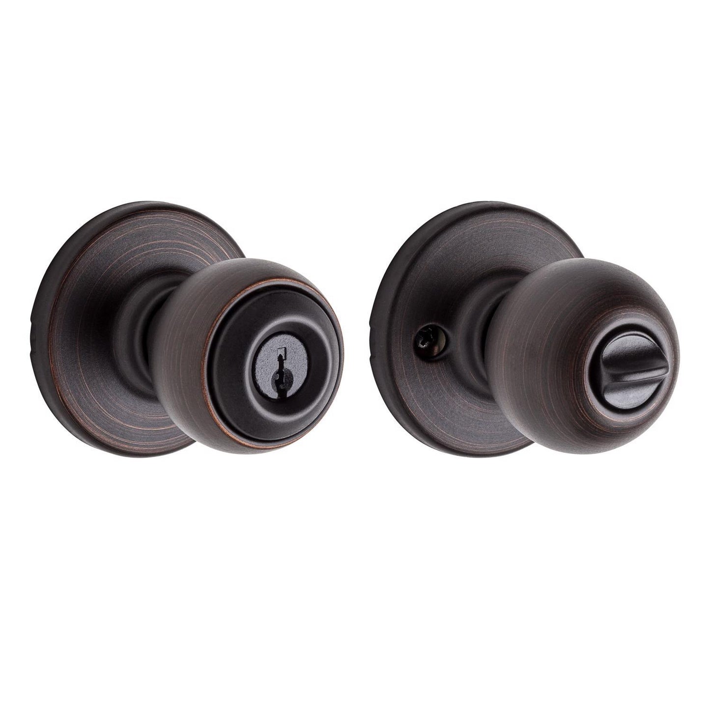 Kwikset Polo Venetian Bronze Keyed Entry Door Knob, ANSI/BHMA Grade 3, 1-3/4 in Max Door Thickness