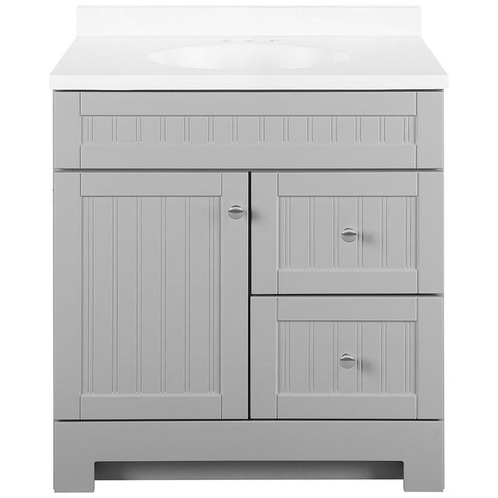 Style Selections Ellenbee 30.5-in Gray Single Sink Bathroom Vanity with White Cultured Marble Top