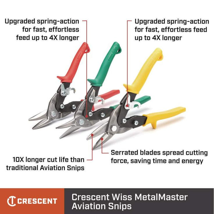 Crescent Wiss 9-3/4 in. Compound Action Straight and Right Cut Aviation Snips