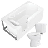 Step-In 59.6 in. Walk-In Non-Whirlpool Bathtub in White with 1.28 GPF Single Flush Toilet - Super Arbor