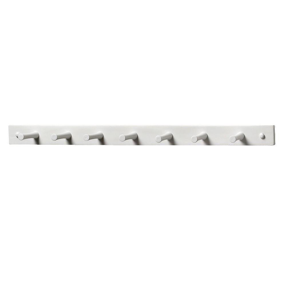 24 in. L Decorative White 7-Peg Wall Mount Wood Rack - Super Arbor
