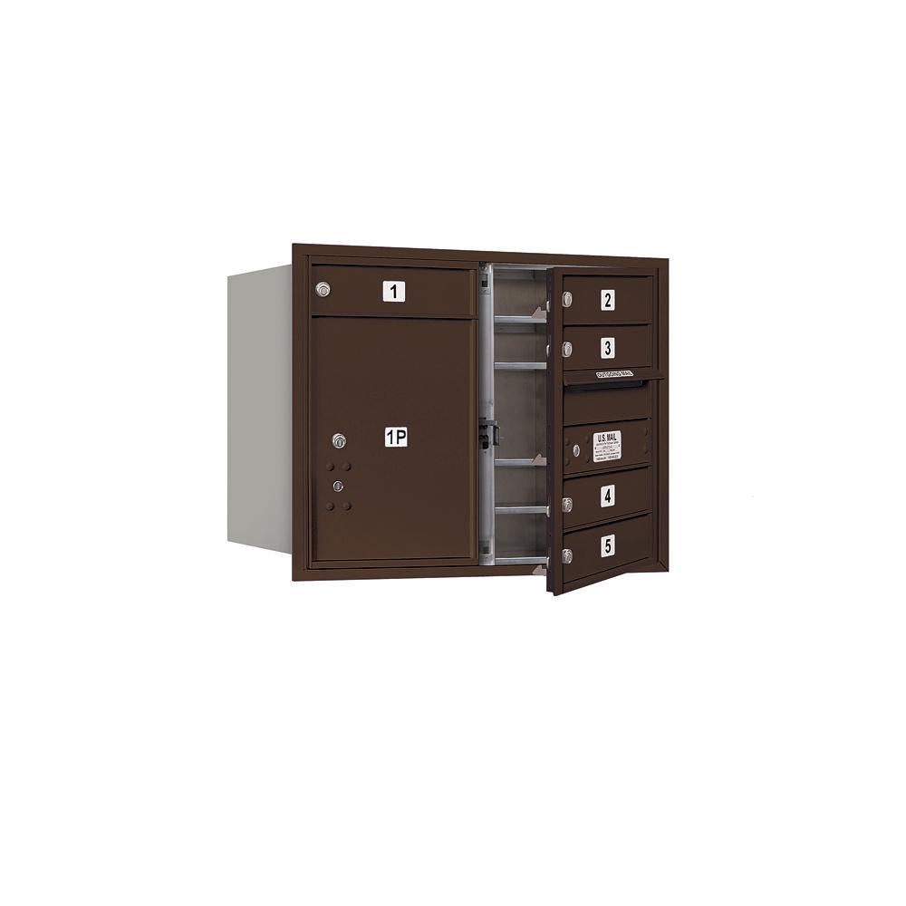 3700 Horizontal Series 5-Compartment with 1-Parcel Locker Recessed Mount Mailbox - Super Arbor