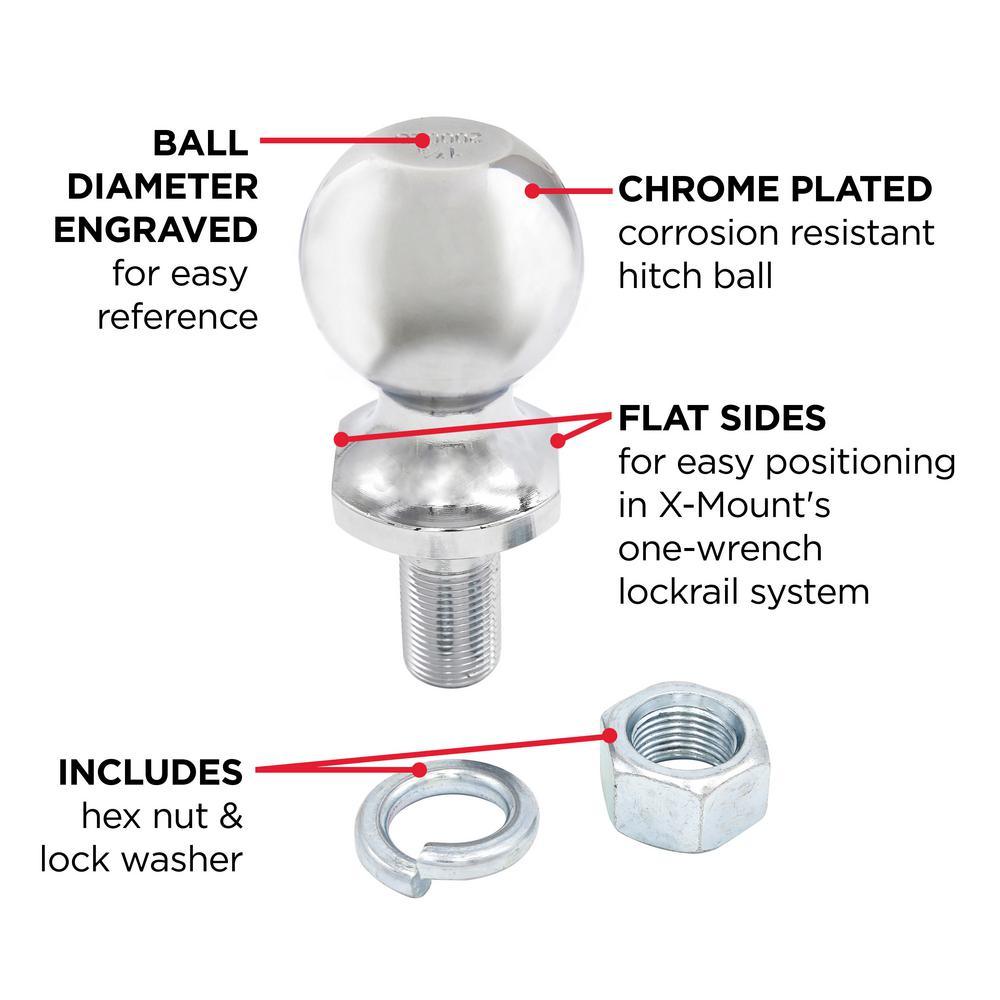 TowSmart 2,000 lb. Capacity 1-7/8 in. x 3/4 in. Shank Diameter x 1-1/2 in. Shank Length Chrome Hitch Ball - Super Arbor