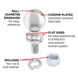 TowSmart 2,000 lb. Capacity 1-7/8 in. x 3/4 in. Shank Diameter x 1-1/2 in. Shank Length Chrome Hitch Ball - Super Arbor