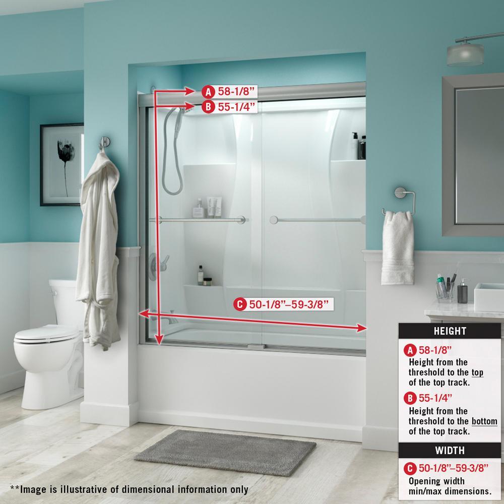 Lyndall 60 in. x 58-1/8 in. Semi-Frameless Traditional Sliding Bathtub Door in Chrome with Droplet Glass - Super Arbor