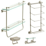20 in. W Double Glass Shelf with Towel Bar in Brushed Nickel - Super Arbor