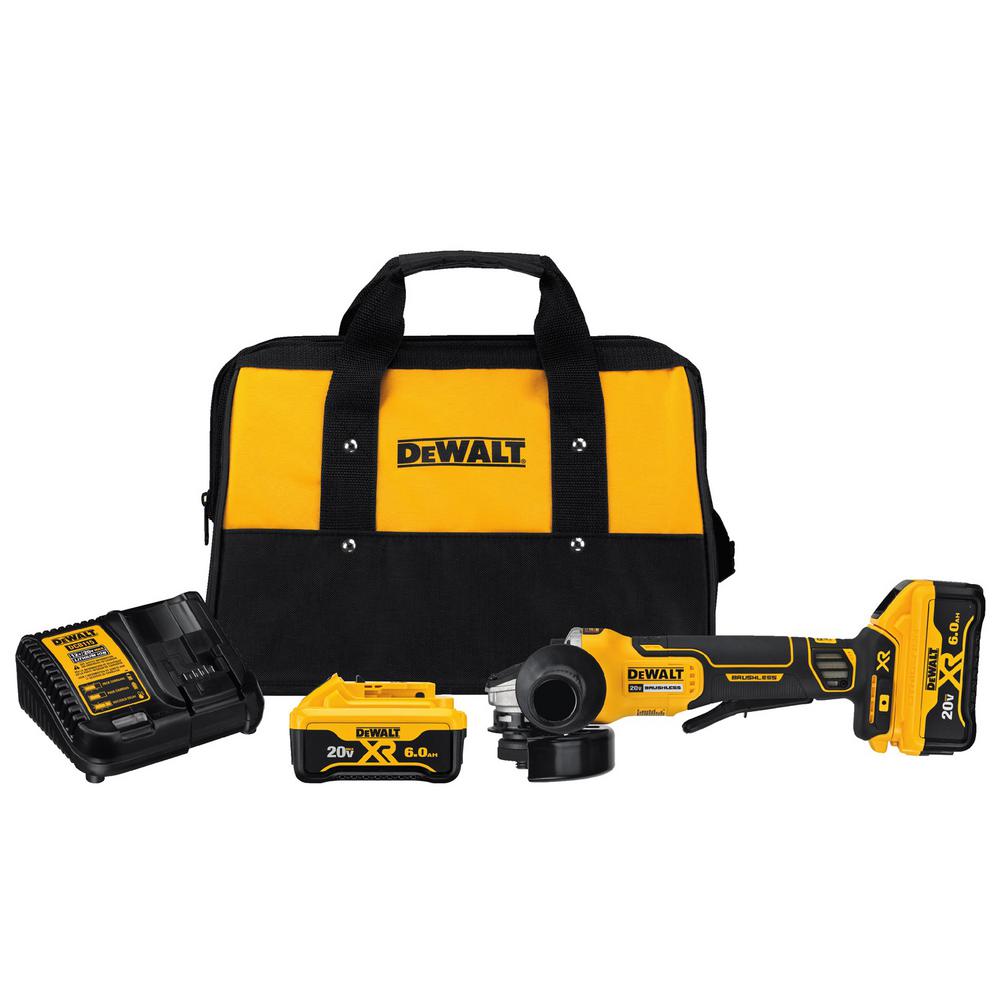 20-Volt MAX Lithium Ion Cordless 4-1/2 in. (115 mm) Brushless Paddle Switch Small Angle Grinder Kit with Kickback Brake - Super Arbor