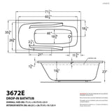 Coral Diamond Series 6 ft. Left Drain Rectangular Drop-in Whirlpool and Air Bath Tub in White - Super Arbor