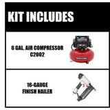 6 Gal. 150 PSI Portable Electric Air Compressor and 16-Gauge Nailer Combo Kit - Super Arbor