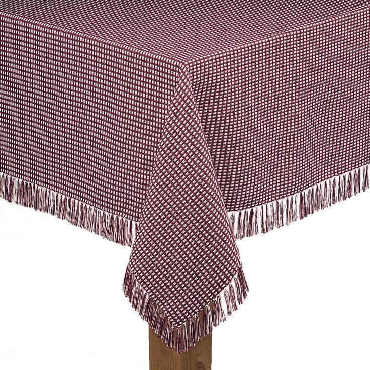 Homespun Fringed 60 in. x 84 in. Marine 100% Cotton Tablecloth