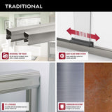 Crestfield 60 in. x 58-1/8 in. Traditional Semi-Frameless Sliding Bathtub Door in Bronze and 1/4 in. (6mm) Niebla Glass - Super Arbor