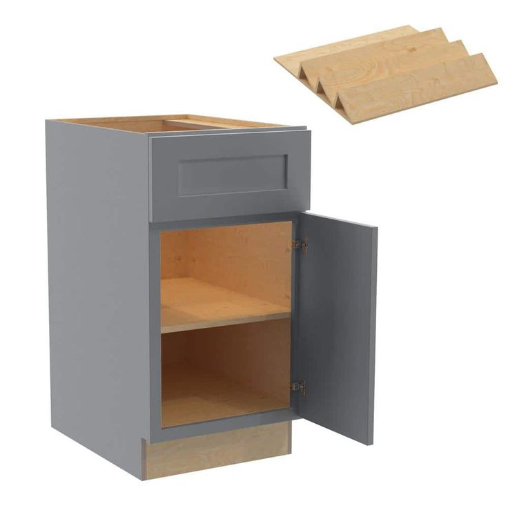 Home Decorators Collection Newport 18 in. W x 24 in. D x 34.5 in. H Assembled Plywood Base Kitchen Cabinet in Pearl Gray with Spice Soft Close RH