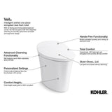Veil Comfort Height Intelligent 1-Piece 0.8 or 1.28 GPF Dual Flush Elongated Toilet in White Seat Included - Super Arbor