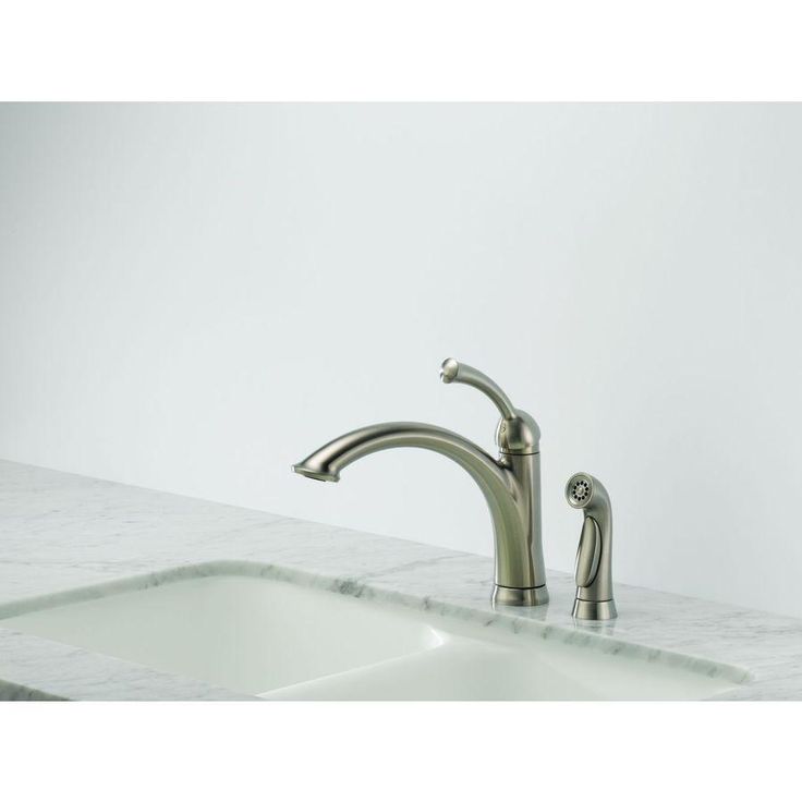 Delta Lewiston Stainless 1-Handle Deck-Mount High-Arc Handle Kitchen Faucet (Deck Plate Included)