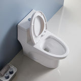 12 in. Rough-In 1-piece 1.1/ 1.6 GPF Dual Flush Elongated Siphonic Jet Toilet in White, Seat Included - Super Arbor