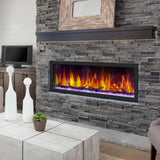 52 in. Cascade Flush-Mount LED Electric Fireplace in Black - Super Arbor