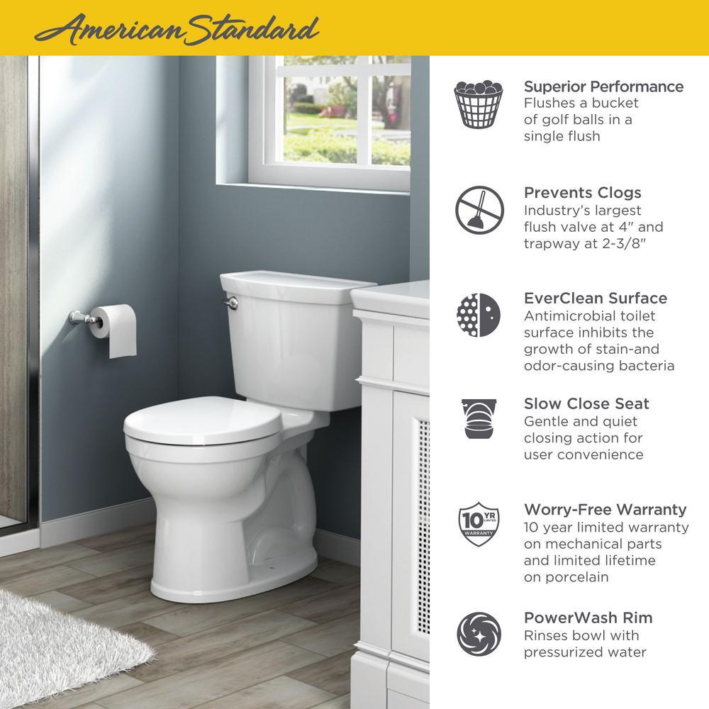 Champion 4 Max Tall Height 2-piece 1.28 GPF Single Flush Round Front Toilet in White with Slow Close Seat - Super Arbor