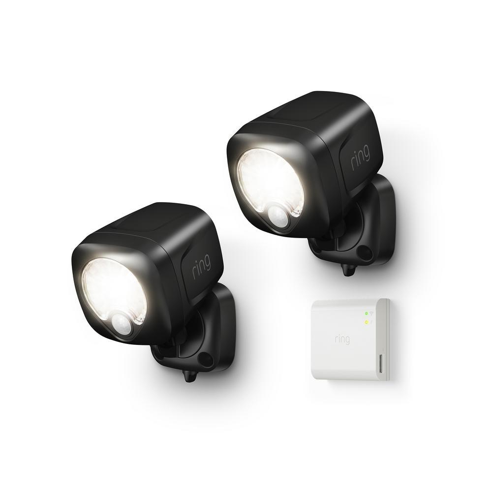 White Smart Lighting Motion Activated Outdoor Integrated LED Spot Light Battery 2-Pack with Smart Lighting Bridge White - Super Arbor