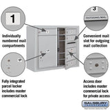 6 Door High Surface Mounted 4C Horizontal Mailbox with Parcel Locker in Aluminum