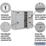 6 Door High Surface Mounted 4C Horizontal Mailbox with Parcel Locker in Aluminum