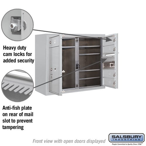 6 Door High Surface Mounted 4C Horizontal Mailbox with Parcel Locker and USPS Access