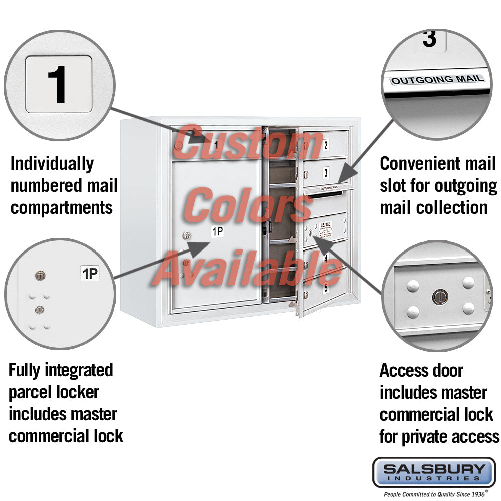 Surface Mounted 4C Horizontal Mailbox Unit - 6 Door High, Double Column, Private Access