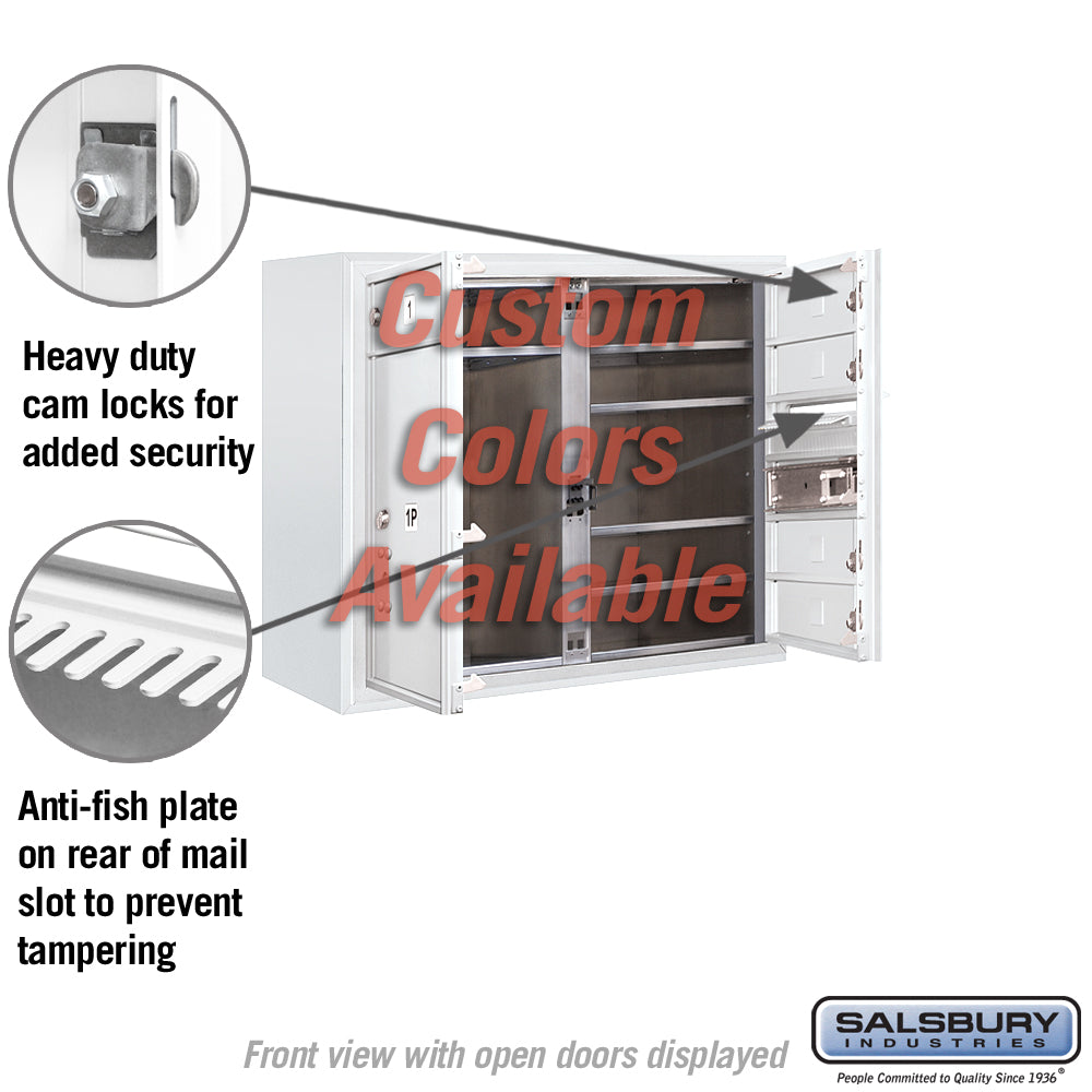 Surface Mounted 4C Horizontal Mailbox Unit - 6 Door High, Double Column, Private Access