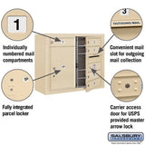 6 Door High Surface Mounted 4C Horizontal Mailbox with Parcel Locker in Sandstone
