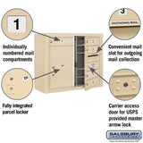 6 Door High Surface Mounted 4C Horizontal Mailbox with Parcel Locker in Sandstone