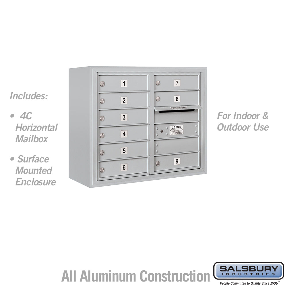 6 Door High Surface Mounted Parcel Locker with 2 Parcel Lockers in Aluminum with USPS Access