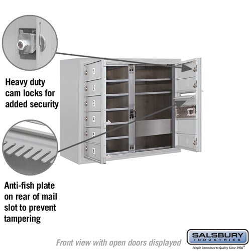 6 Door High Surface Mounted Parcel Locker with 2 Parcel Lockers in Aluminum with USPS Access