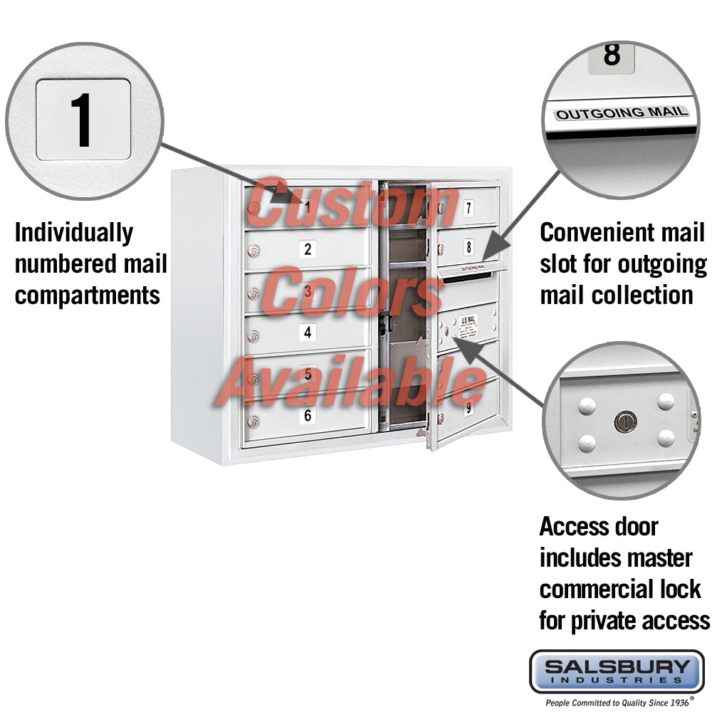 Surface Mounted 4C Horizontal Mailbox Unit - 6 Door High, Double Column, Custom Color, Front Loading, Private Access
