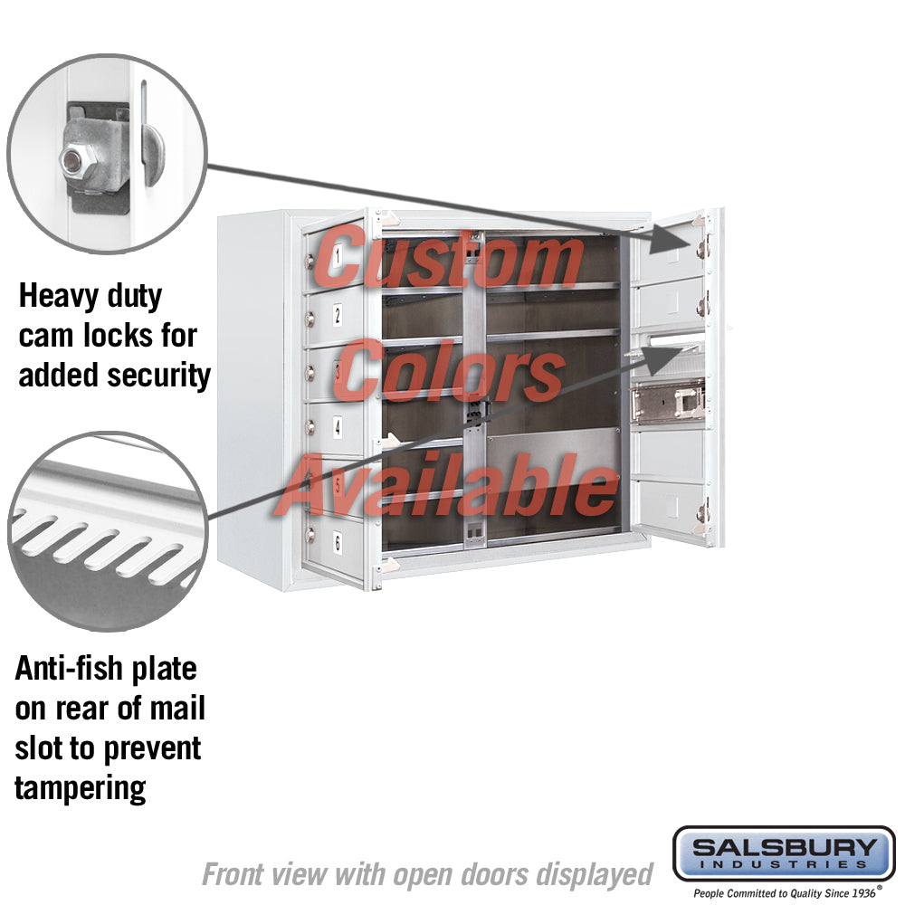 Surface Mounted 4C Horizontal Mailbox Unit - 6 Door High, Double Column, Custom Color, Front Loading, Private Access
