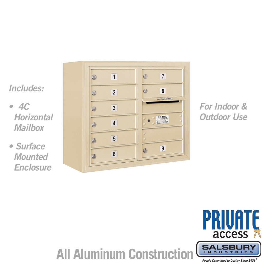 6 Door High Surface Mounted 4C Horizontal Mailbox with Private Access in Sandstone
