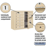 6 Door High Surface Mounted 4C Horizontal Mailbox with Private Access in Sandstone