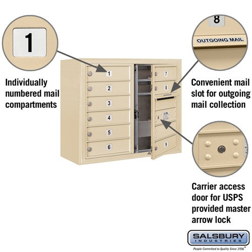 6 Door High Surface Mounted 4C Horizontal Mailbox with USPS Access
