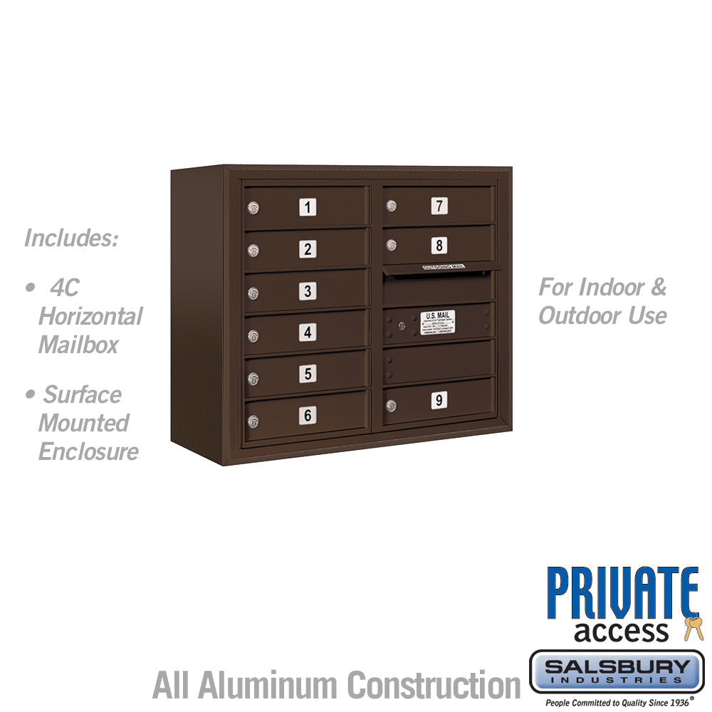 6-Door High Surface Mounted Bronze Mailbox with Private Access