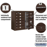 6-Door High Surface Mounted Bronze Mailbox with Private Access