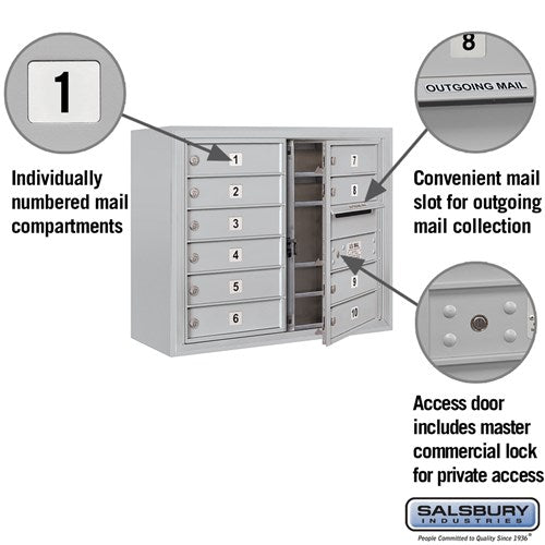 6 Door High Surface Mounted 4C Horizontal Mailbox with Private Access
