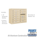 6 Door High Surface Mounted 4C Horizontal Mailbox with 10 Doors in Sandstone with Private Access