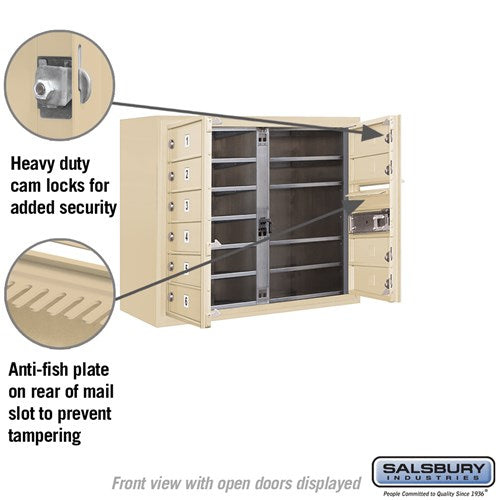 6 Door High Surface Mounted 4C Horizontal Mailbox with 10 Doors in Sandstone