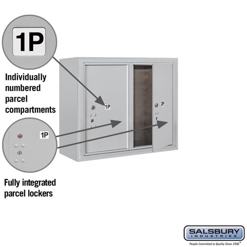 6 Door High Surface Mounted Parcel Locker with 2 Parcel Lockers in Aluminum with USPS Access