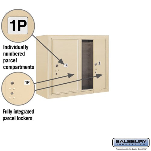 6 Door High Surface Mounted Parcel Locker with USPS Access in Sandstone